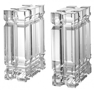 Casa Padrino Luxury Bookend Set Columns in Crystal Glass, 15 x 7 x H. 20 cm