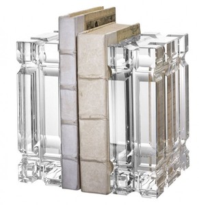 Casa Padrino Luxus Bücherstützen Set Säulen aus Kristallglas, 15 x 7 x H. 20 cm