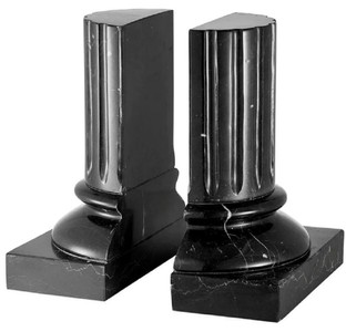 Casa Padrino luxury marble bookend set baroque columns black 8.5 x 17 x H. 21 cm - Desk decoration - Living room decoration - Luxury marble decoration accessories