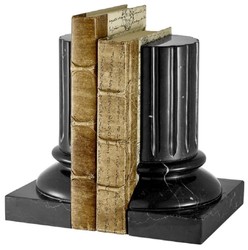 Casa Padrino set di reggilibri in marmo di lusso colonne barocche nero 8,5 x 17 x A. 21 cm - Decorazione della scrivania - Decorazione del soggiorno - Accessori decorativi in ​​marmo di lusso