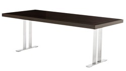 Casa Padrino Tavolo da Pranzo Designer Lusso Impiallacciatura Eucalipto Marrone Lucido / Cromo 220 x 100 x H. 78 cm