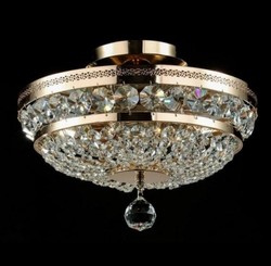 Casa Padrino Lampadario a Soffitto Barocco in Cristallo Oro, 32 x H 23,5 cm - Lampada di Lusso Stile Antico