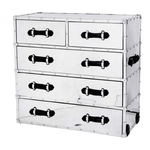 Casa Padrino Luxury Drawer Cabinet Vintage Aviator Design Aluminum / Black - Chest of Drawers - Art Deco Baroque Art Nouveau Trunk Cabinet 109 x 52 x 102 cm