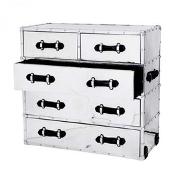 Casa Padrino Cómoda de Lujo Diseño Aviador Vintage Aluminio / Negro - Mueble con Cajones - Art Deco Barroco Modernismo Baúl 109 x 52 x 102 cm Casa Padrino Cómoda de Lujo Diseño Aviador Vintage Aluminio / Negro - Mueble con Cajones - Art Deco Barroco Modernismo Baúl 109 x 52 x 102 cm