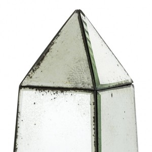 Casa Padrino Luxus Obelisk Skulpturen Set (2 Stk) im Antik Stil aus Spiegelglas und Holz - 16 x 16 x H. 52 cm