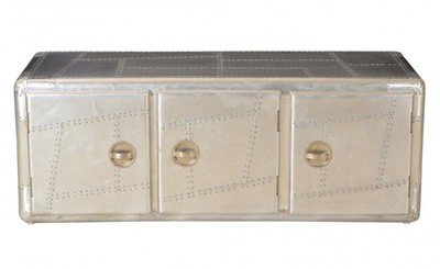 Casa Padrino Art Deco designer flyer sideboard Aluminium with 3 drawers 145 x 60 x 55 cm - vintage look Casa Padrino Art Deco designer flyer sideboard Aluminium with 3 drawers 145 x 60 x 55 cm - vintage look