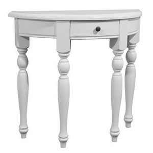 Casa Padrino Konsolentisch mit Schubladen Weiß - Halbmond Tisch - Sekretär Konsole - Telefontisch 82 x 32 x 75 cm Casa Padrino Konsolentisch mit Schubladen Weiß - Halbmond Tisch - Sekretär Konsole - Telefontisch 82 x 32 x 75 cm