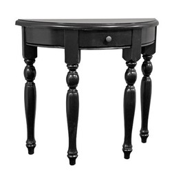 Casa Padrino Mesa consola con cajones Negro - Mesa de media luna - Madera maciza - 82 x 32 x 75 cm