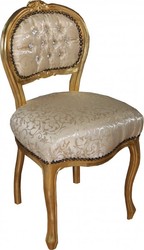 Motif crème chaise Casa Padrino Ladys / or avec strass bling bling - chaise coiffeuse