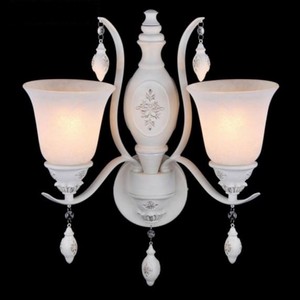 Casa Padrino Lampada da parete barocca bianca 25,1 x H 48,6 cm Stile antico - Applique illuminazione