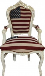 Casa Padrino baroque Chaise de dîner avec accoudoirs Etats-Unis / Crème Antique style