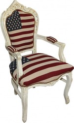 Casa Padrino baroque Chaise de dîner avec accoudoirs Etats-Unis / Crème Antique style