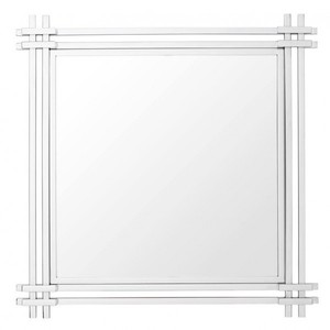 Casa Padrino Specchio da Parete di Lusso Art Deco 90 x 90 cm Acciaio Inox Lucidato - Specchio Quadrato per Hotel di Lusso Casa Padrino Specchio da Parete di Lusso Art Deco 90 x 90 cm Acciaio Inox Lucidato - Specchio Quadrato per Hotel di Lusso