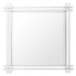 Casa Padrino Specchio da Parete di Lusso Art Deco 90 x 90 cm Acciaio Inox Lucidato - Specchio Quadrato per Hotel di Lusso Casa Padrino Specchio da Parete di Lusso Art Deco 90 x 90 cm Acciaio Inox Lucidato - Specchio Quadrato per Hotel di Lusso