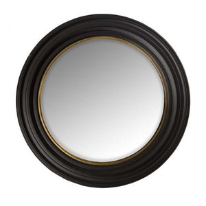 Casa Padrino Specchio da Parete di Lusso Neo Classico Nero con Bordo Interno Oro, Curvo Convesso, 75 x 75 cm Casa Padrino Specchio da Parete di Lusso Neo Classico Nero con Bordo Interno Oro, Curvo Convesso, 75 x 75 cm