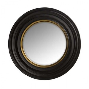 Casa Padrino Specchio da Parete di Lusso Neo Classico Nero con Bordo Interno Oro, Bombato Convesso, 53 x 53 cm Casa Padrino Specchio da Parete di Lusso Neo Classico Nero con Bordo Interno Oro, Bombato Convesso, 53 x 53 cm
