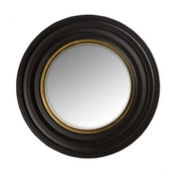 Casa Padrino Specchio da Parete di Lusso Neo Classico Nero con Bordo Interno Oro, Bombato Convesso, 53 x 53 cm