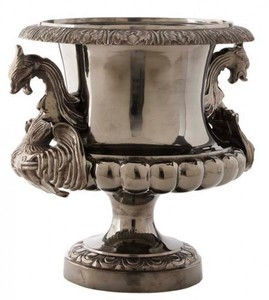 Casa Padrino Baroque Style Flower Vase, Nickel-Plated Metal, Antique Style, 46 x 46 cm
