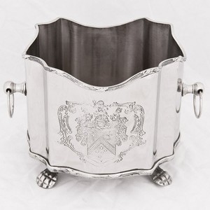 Casa Padrino Luxury Baroque Flower Vase Nickel-Plated Brass - Plant Pot - Silver - 18 cm x 14 cm