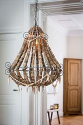 Casa Padrino Lámpara Colgante Diseño Industrial Marrón, Diámetro 73 x H 82 cm