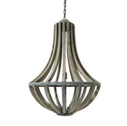 Casa Padrino Suspension Design Industriel en Brun, Bois Massif, Diamètre 61 x H 90 cm - Luminaire