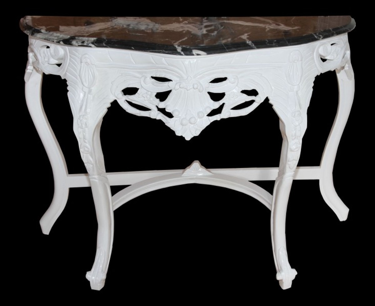 Casa Padrino Barock Konsole Konsolentisch Table Console White Black Marble Wood Casa Padrino Barock Konsole Konsolentisch Table Console White Black Marble Wood