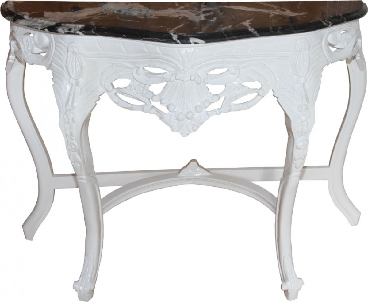 Casa Padrino Barock Konsole Konsolentisch Table Console White Black Marble Wood Casa Padrino Barock Konsole Konsolentisch Table Console White Black Marble Wood