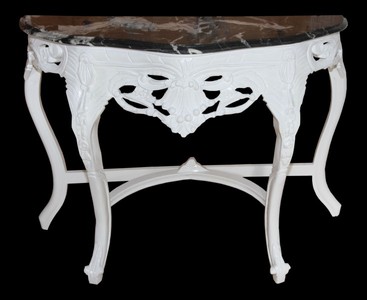 Casa Padrino Barock Konsolentisch in Weiss / Schwarz mit schwarzer Marmorplatte - 118 x 37 x 88 cm