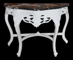 Casa Padrino Baroque Console Table in White / Black with Black Marble Top - 118 x 37 x 88 cm