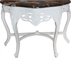 Casa Padrino Baroque Console Table in White / Black with Black Marble Top - 118 x 37 x 88 cm