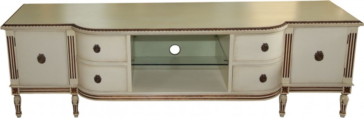 Casa Padrino baroque TV cabinet with 4 drawers and 2 doors antique cream / gold 190 cm - TV cabinet - sideboard - unique! Casa Padrino baroque TV cabinet with 4 drawers and 2 doors antique cream / gold 190 cm - TV cabinet - sideboard - unique!