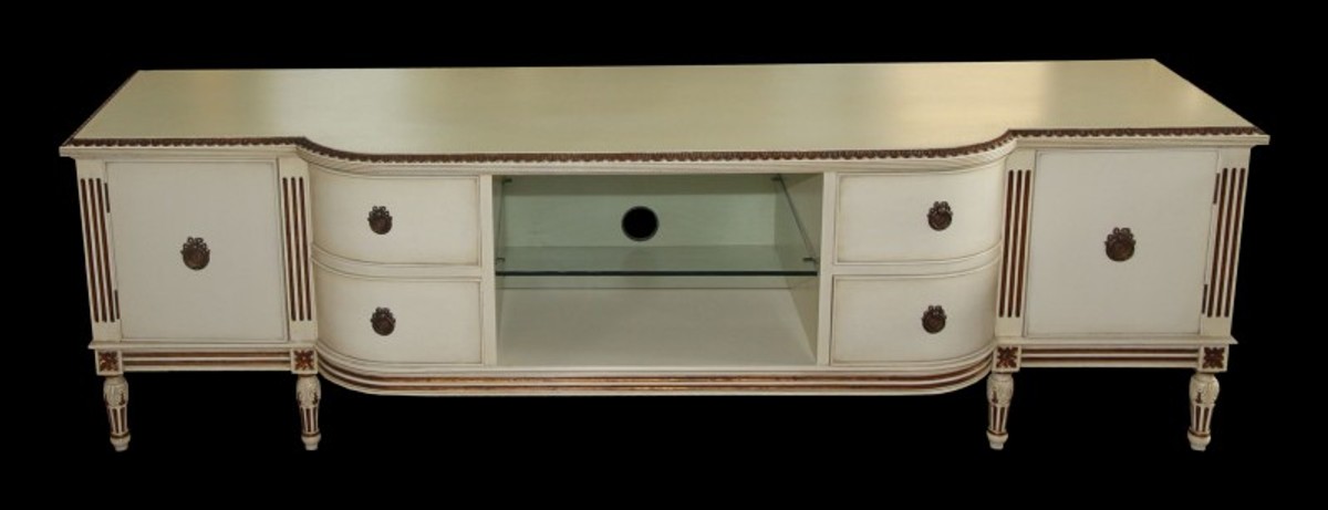 Casa Padrino baroque TV cabinet with 4 drawers and 2 doors antique cream / gold 190 cm - TV cabinet - sideboard - unique! Casa Padrino baroque TV cabinet with 4 drawers and 2 doors antique cream / gold 190 cm - TV cabinet - sideboard - unique!