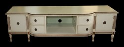 Casa Padrino Mobile TV Barocco con 4 Cassetti e 2 Ante Crema Antico/Oro 190 cm - Credenza - Legno Massello