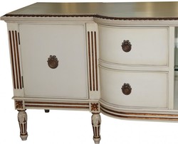 Casa Padrino Mobile TV Barocco con 4 Cassetti e 2 Ante Crema Antico/Oro 190 cm - Credenza - Legno Massello