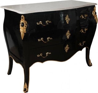 Casa Padrino commode baroque de luxe noir / or / blanc 110 cm - Mobilier baroque