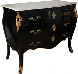 Casa Padrino commode baroque de luxe noir / or / blanc 110 cm - Mobilier baroque