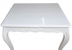 Casa Padrino Table à manger baroque carrée blanche 100 cm x 100 cm - Meuble de luxe en bois massif style antique