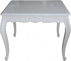 Casa Padrino Table à manger baroque carrée blanche 100 cm x 100 cm - Meuble de luxe en bois massif style antique