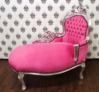 Casa Padrino Chaise Longue Barroca para Niños Rosa / Plata - Recamiere Estilo Antiguo - 101 x 51 x 93 cm Casa Padrino Chaise Longue Barroca para Niños Rosa / Plata - Recamiere Estilo Antiguo - 101 x 51 x 93 cm