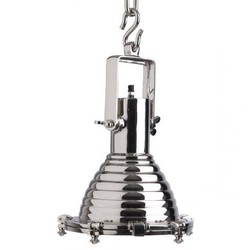 Casa Padrino Hängeleuchte Deckenleuchte Mesisng vernickelt Nickel Plated Chandelier Industrial Fabrik Leuchte Lampe