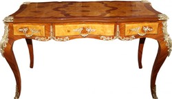 Casa Padrino Bureau Baroque de Luxe avec 3 Tiroirs en Marron et Or, L 141 cm, P 71 cm, H 81 cm - Secrétaire en Bois Massif