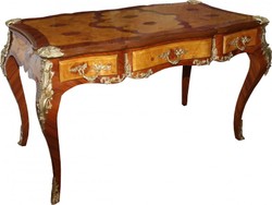 Casa Padrino Bureau Baroque de Luxe avec 3 Tiroirs en Marron et Or, L 141 cm, P 71 cm, H 81 cm - Secrétaire en Bois Massif