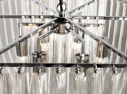 Casa Padrino Lámpara Colgante de Lujo - Lámpara de Techo en Níquel con Acrílico - Ø 65 / 75 cm - Altura 55 cm