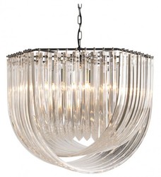 Casa Padrino Lámpara Colgante de Lujo - Lámpara de Techo en Níquel con Acrílico - Ø 65 / 75 cm - Altura 55 cm