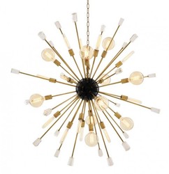 Casa Padrino Luxury Chandelier - Large Hanging Lamp in Brass and Black, Metal and Glass, Ø 148 cm