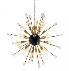 Casa Padrino Luxus Hängeleuchte, opulente Restaurant und Hotel Beleuchtung, Messing / Schwarz, Ø 102 cm