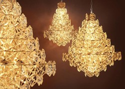 Casa Padrino Luxus Hängeleuchte im Barockstil - Metall, Glas, Nickel, Ø 60 x H 76 cm