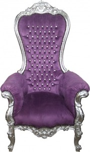 Casa Parino Barock Sessel Lila Silber Glitzersetine Luxus Luxury Baroque Arm Chair Purple Silver Casa Parino Barock Sessel Lila Silber Glitzersetine Luxus Luxury Baroque Arm Chair Purple Silver