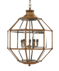 Casa Padrino Luxury Lantern Pendant Lamp in Baroque Style made of Brass and Glass in Vintage Brass, Diameter 80 x H 98 cm