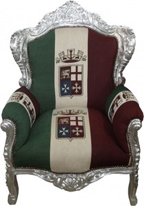 Casa Padrino Sillón Barroco King, Italia / Plata, Estilo Antiguo, H 120 x A 85 x P 85 cm Casa Padrino Sillón Barroco King, Italia / Plata, Estilo Antiguo, H 120 x A 85 x P 85 cm